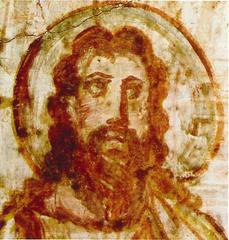 4th century mural of bearded Christ from Catacomb of Commodilla