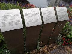 Close-up view of explanatory panels for the Bozen Victory Monument from 2004