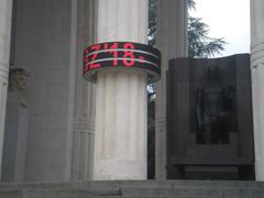LED sign indicating permanent historical exhibition at the Monument to Victory in Bolzano-Bozen, South Tyrol, Northern Italy