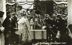 Groundbreaking ceremony of the Monument to Victory in Bolzano with Sergio Perdomi and King Victor Emmanuel III