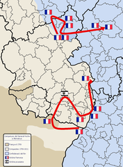 Map illustrating General Hoche's military campaigns in Germany