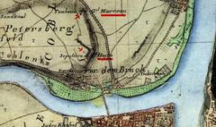 First cartographic depiction of the graves of French Revolutionary generals Hoche and Marceau in Koblenz