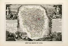 Historical map page from 'Atlas national illustré' showing the Nord region of Seine-et-Oise, France, with detailed geographical divisions and routes