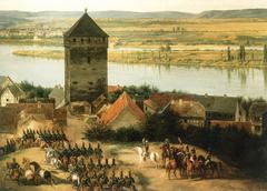 Historical painting of General Hoche's Rhine crossing at Weißenthurm on April 18, 1797