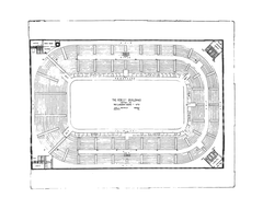 Bleacher seating plan of the Montreal Forum showing detailed arrangement of seats