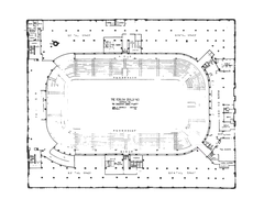Mezzanine plan of the Montreal Forum showing layout and seating arrangement