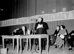 Reverend J. Ostermann speaking at anti-Nazi rally in Montreal