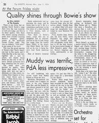 David Bowie performing on Diamond Dogs Tour 1974