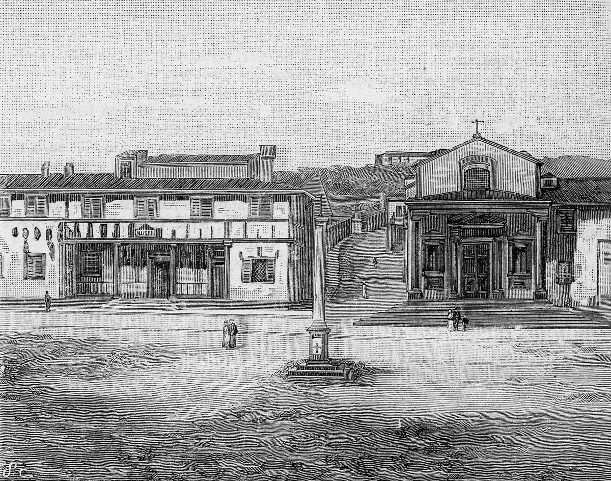 Woodcut image of the museum and church of Santa Maria in Fiesole