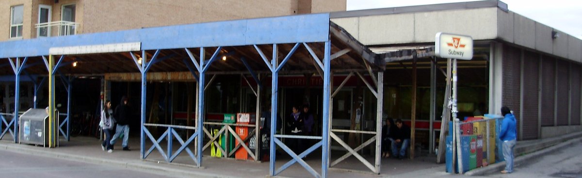 Exterior view of Toronto Transit Commission's Christie Station undergoing renovations