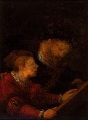 A boy learning to read in a Netherlandish school painting