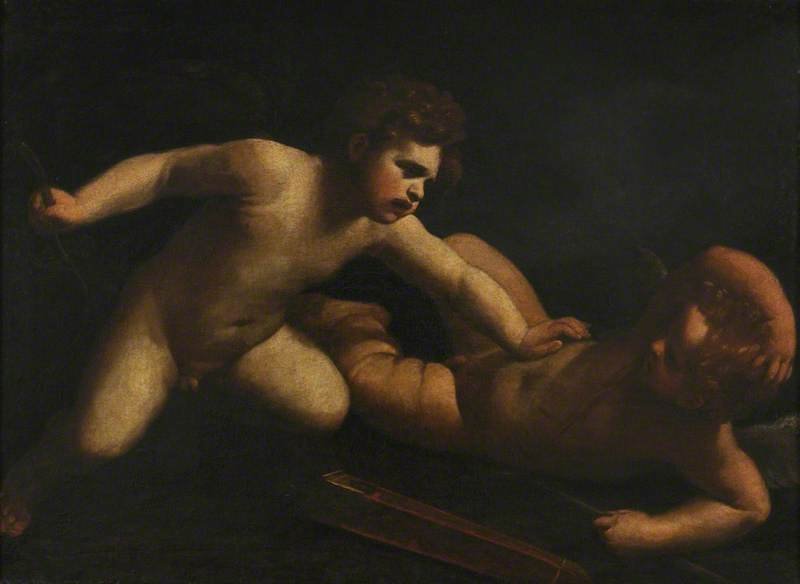 The Combat of Sacred and Profane Love painting by Guido Reni