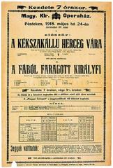 The poster of the premiere of the opera 'A kékszakállú herceg vára'