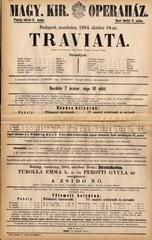 Poster of the Traviata premiere at the Hungarian Royal Opera House 1884