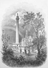 Washington Monument in Baltimore illustrated by Rudolf Cronau in 1881