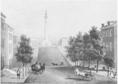 North view of Charles Street and Washington Monument in Baltimore during the 1840s