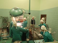 Restored scene from Dr Barnard's first human heart transplantation with image of donor Denise Duval