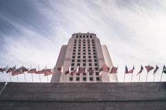 Flags near Los Angeles City Hall in Los Angeles, United States