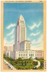 City Hall building in Los Angeles, California with clear blue sky