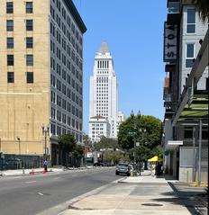 Los Angeles City Hall viewed from Main Street in July 2022
