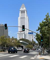 Los Angeles City Hall viewed from Main Street in July 2022