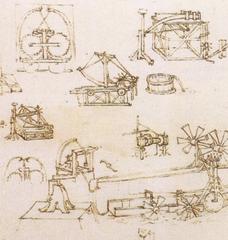 Anonymous Leonardo da Vinci machine study drawing from 14th century cabinet of drawings and prints
