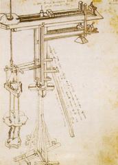 Historical drawing of Brunelleschi's crane by Bonaccorso Ghiberti, post 1446