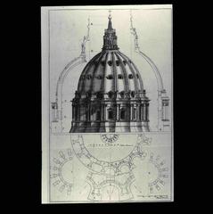 Architectural drawings of the drum and dome of St. Peter's Basilica in Rome by Gaetano Chiaveri, 1744