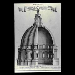 Architectural drawing of the drum and dome of St. Peter's Basilica in Rome by Gaetano Chiaveri, 1767