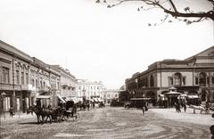 Liberty Square in 19th century Tbilisi with historical buildings and cobblestone streets