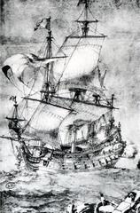 French ship of the line first rate sailing on water