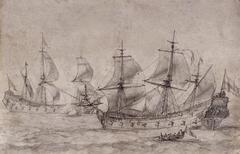 Painting of two ships by Pierre Puget