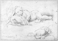 Painting of a sleeping child by Pierre Puget