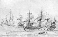 Two vessels under sail on calm waters