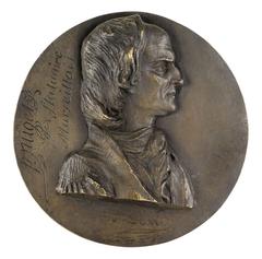 Circular relief sculpture medallion of Pierre Puget in bust profile by David d'Angers