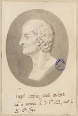Portrait drawing of an architect by an anonymous artist, pencil and wash on paper