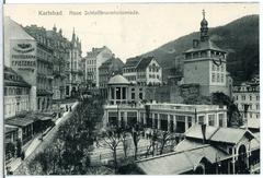 Historical view of Neue Schloßbrunn Colonnade in Karlsbad 1912