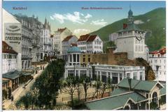 Historical photograph of Neue Schloßbrunnkolonnade in Karlsbad from 1912