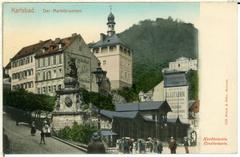Historic Marktbrunnen fountain in Karlsbad, 1898