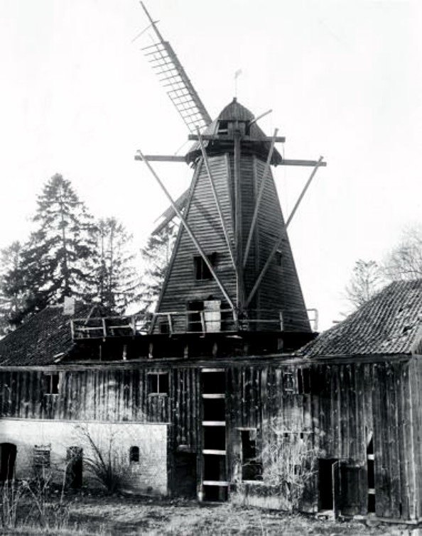 Damaged windmill after war storm 1945