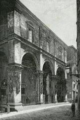 Siena Loggia dei Nobili historic building exterior with arches and sculptures