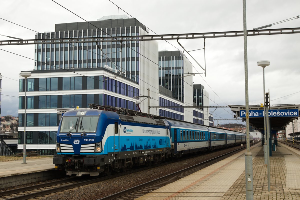 Czech Railways passenger train at a station