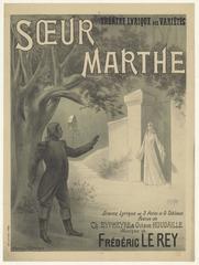 Vintage lithographic poster of Théâtre Lyrique des Variétés for the opera Soeur Marthe, in French