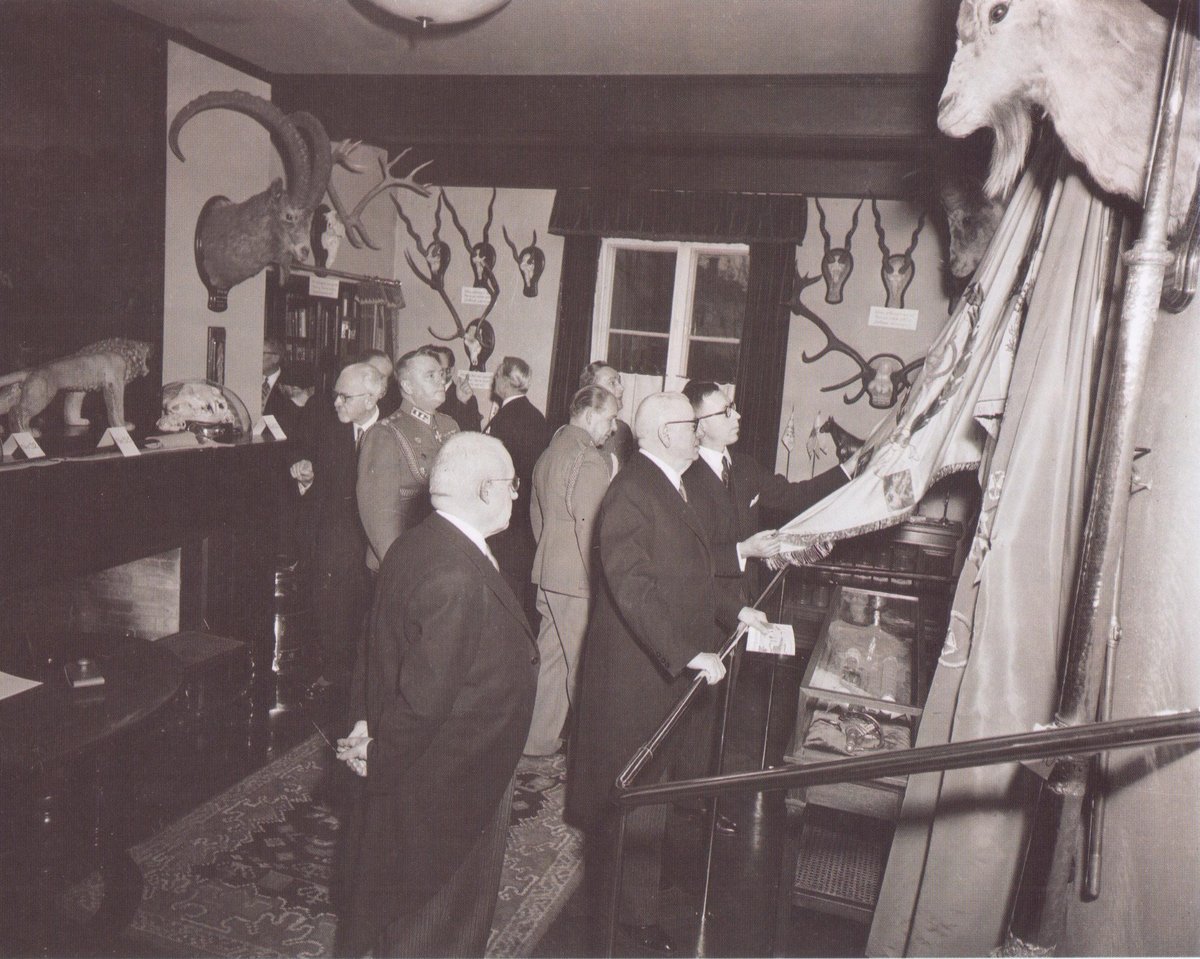 Mannerheim Museum opening day event November 3, 1951 with attendees gathered outside the building