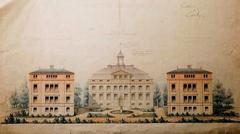 Facade drawing of Kristinebergs slott by architect Johan Fredrik Åbom in 1864