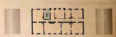 Architectural drawing of Kristineberg Mansion main building and pavilions roof from the 1860s with north orientation