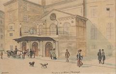 Theater an der Wien entrance at Theatergasse watercolor by M. Neubauer