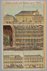 Colored lithograph of Theater an der Wien in Vienna from 1831