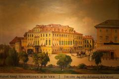 19th century painting of Theater an der Wien in Vienna showing its historic architecture