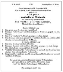 Original poster transcription in Vienna Theater Museum from December 23, 1806